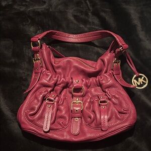 Vintage Michael Kors Raspberry color Leather Shoulder Bag